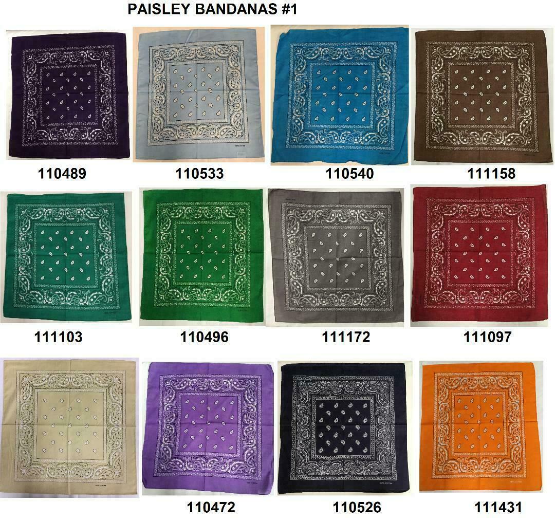 LOT 12 PCS Mix Paisley Best Sellers Colors Bandana Face Mask 100