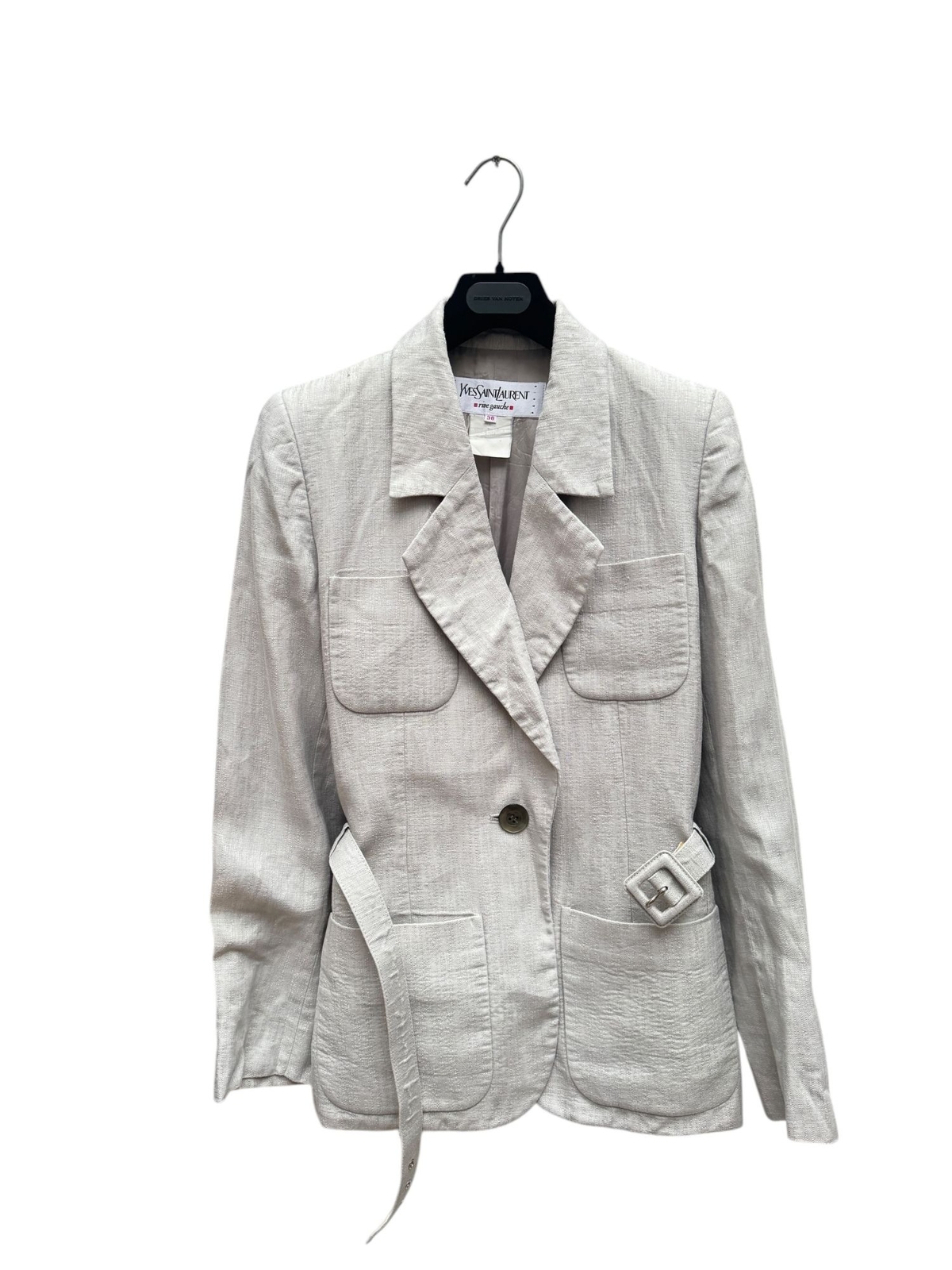Giacca blazer Yves Saint Laurent vintage grigia con cintura taglia 38 M