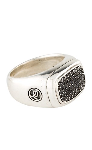 DAVID YURMAN DIAMOND 0.57 CTW STERLING SILVER 925 STREAMLINE SIGNET RING - Picture 6 of 8