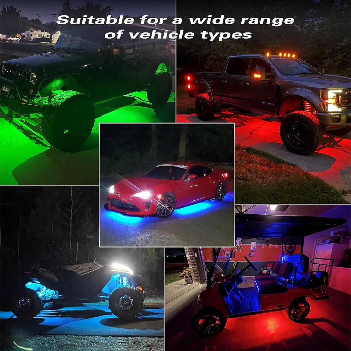 12X Neon LED Rock Light Pod Strip Bluetooth APP Underglow For Offroad Car Truck - Foto 4