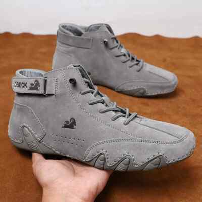 Men Leather Casual Shoes Breathable Walking Sneakers Comfort Soft Ankle Boots