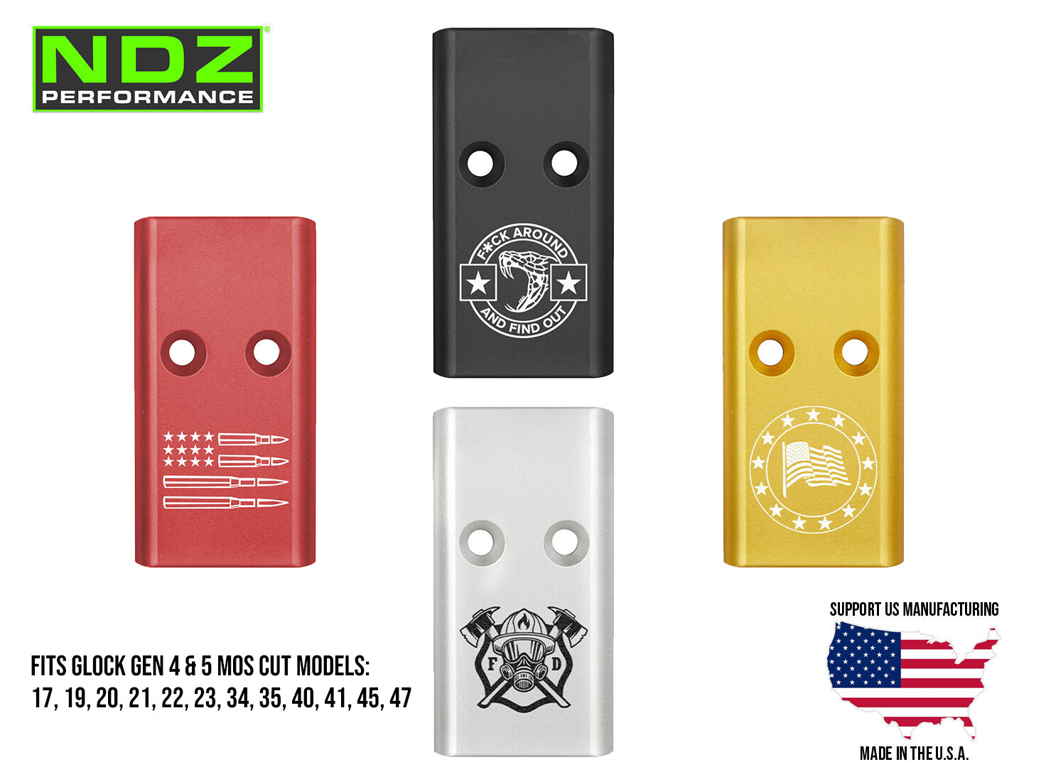 Glock Accessories NDZ US Flag Grip Plug For Glock Gen 4-5 - Silver