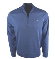 Vineyard Vines Men's Cotton 1/4-Zip Pullover Jersey in Blue Wipeout $98.50 XS,S