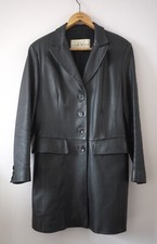 Moda In Pelle Designer Womens Black Genuine Soft Leather Blazer Jacket Medium