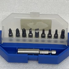 (10) Piece Qualtool 2001 Pocket Driver Bit Set 1/4, Slotted, Phillips, Star, USA