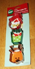 Wilton  3 Pc HOLIDAY COOKIE CUTTER SET 2308-1104 - SANTA, REINDEER, GIFT - New