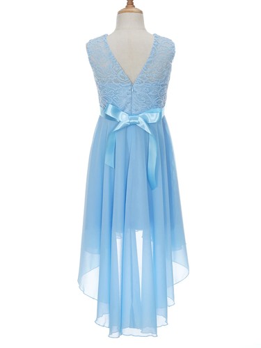 Kids Modern Dancewear Girls Sleeveless Dress with Silk Waistband Flower Girl - Picture 3 of 31