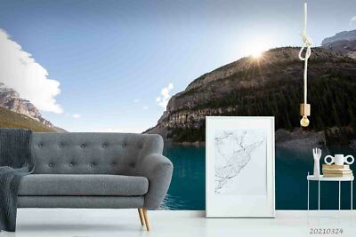 3D Forest Lake Sunshine Self-adhesive Removable Wallpaper Murals Wall 345