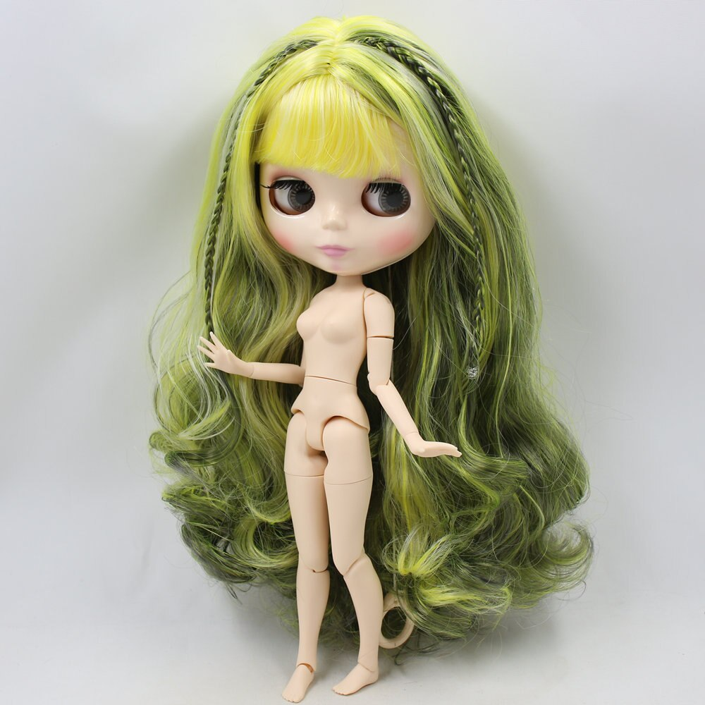 Neo Blythe Doll Hair Wig with Braids Shiny Face Nude Big Eyes BJD