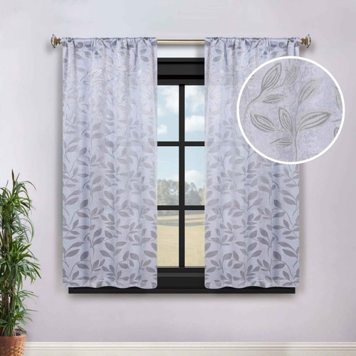 Leaves Washable 36" Wide Rod Pocket Room Darkening Blackout Curtains, Set of 2 - Picture 116 of 171