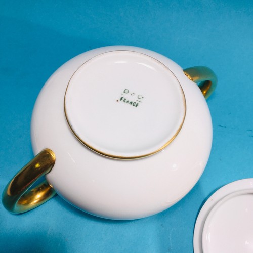 ANTIGUO DELINIERES & CO LIMOGES D & C Porcelana Redonda Cuenco Dorado FRANCIA - Imagen 2 de 21