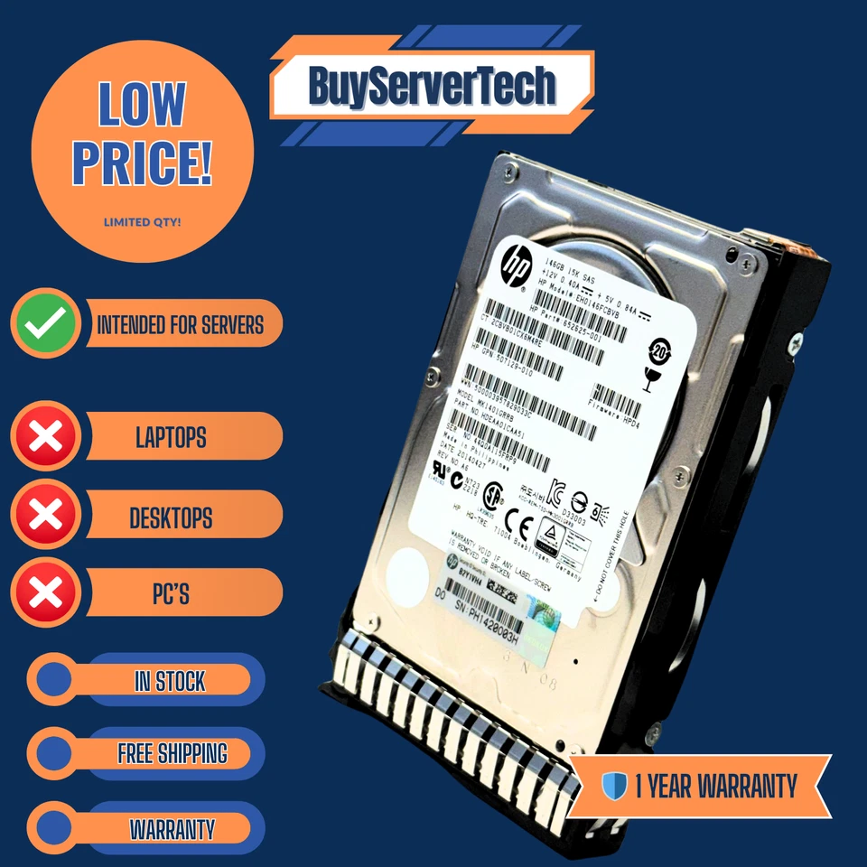 HP 652605-B21/653950-001/652599-002/652625-001-146GB 6G SAS 15K 2.5in G8/G9 - Image 3 of 4