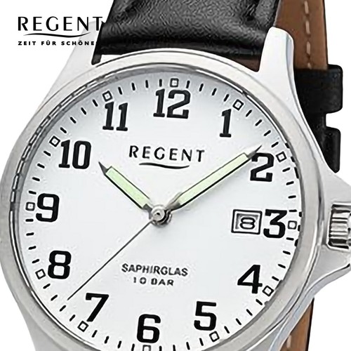 Regent Pelle Uomo Orologio da Polso Quarzo Nero Cinturino IN Pelle URF1432 - Foto 2 di 5