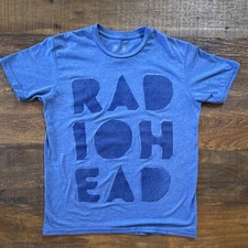 Radiohead Official W.A.S.T.E Blue Felt Logo Band Concert Tour T-Shirt Small RARE