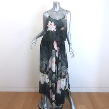 Maxi Vestido Camilla Craving A Patch of Green Bat Shoestring Correa Negro Talla 1