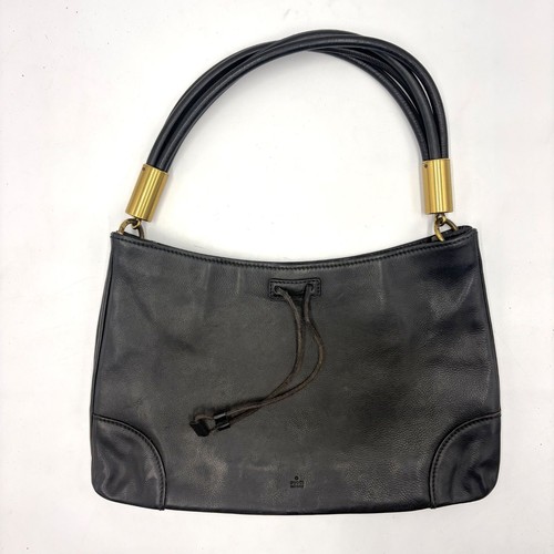 Gucci Tom Ford Era Black Leather Shoulder Bag Gold Hardware Vintage 109147 Auth