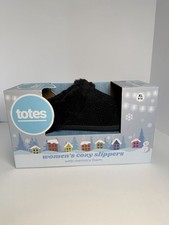 Totes Women  s Cozy Memory Foam Slippers Size XL 9-10 New In Box black sparkle