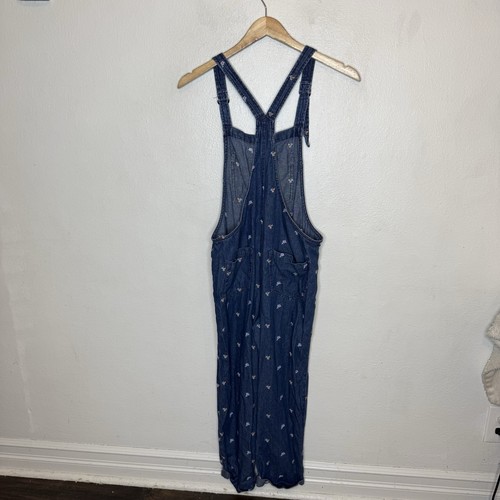 Aerie Blue Floral Embroidered Cottagecore Overalls Women’s XS Cotton Flowers - Picture 5 of 11