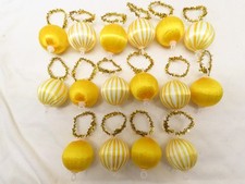 16 Gold Stripe Satin Spun Silk Sheen Christmas Mini Balls Ornaments Styro D5095
