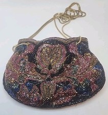 Vintage Walborg Beaded Evening Purse Handmade With Gold Straps. Beautiful