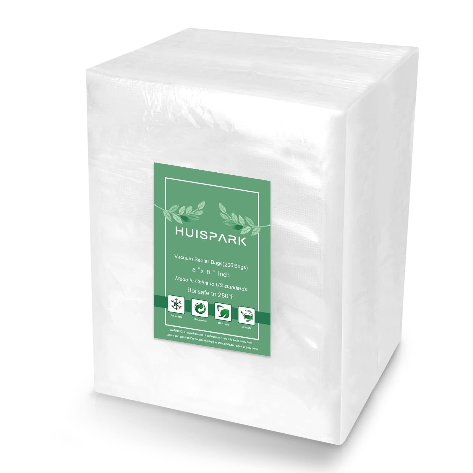 200-Pack Heavy Duty 6x8 Inch Vacuum Sealer Bags with Storage Box