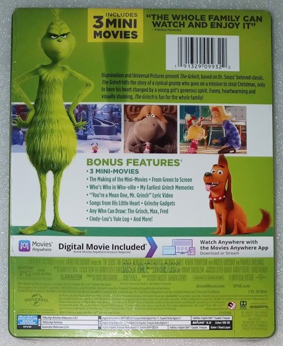 Dr. Suess' The Grinch Blu-ray/DVD SteelBook Best Buy New & Sealed - Illumination - Picture 3 of 7