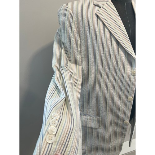 Brooks Brothers Cotton 3 Button Seersucker Suit Jacket Pastel Nadelstreifen 40R JL - Bild 6 von 12
