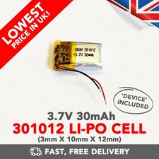 3.7V 30mAh Li-Po Battery (301012) Rechargeable High Capacity Tablet + Device