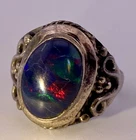 VTG 925 Sterling Silver & Black Opal Men’s Ring