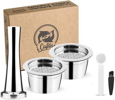 i Cafilcas Refillable K Fee Pods Stainless 3 Piece New