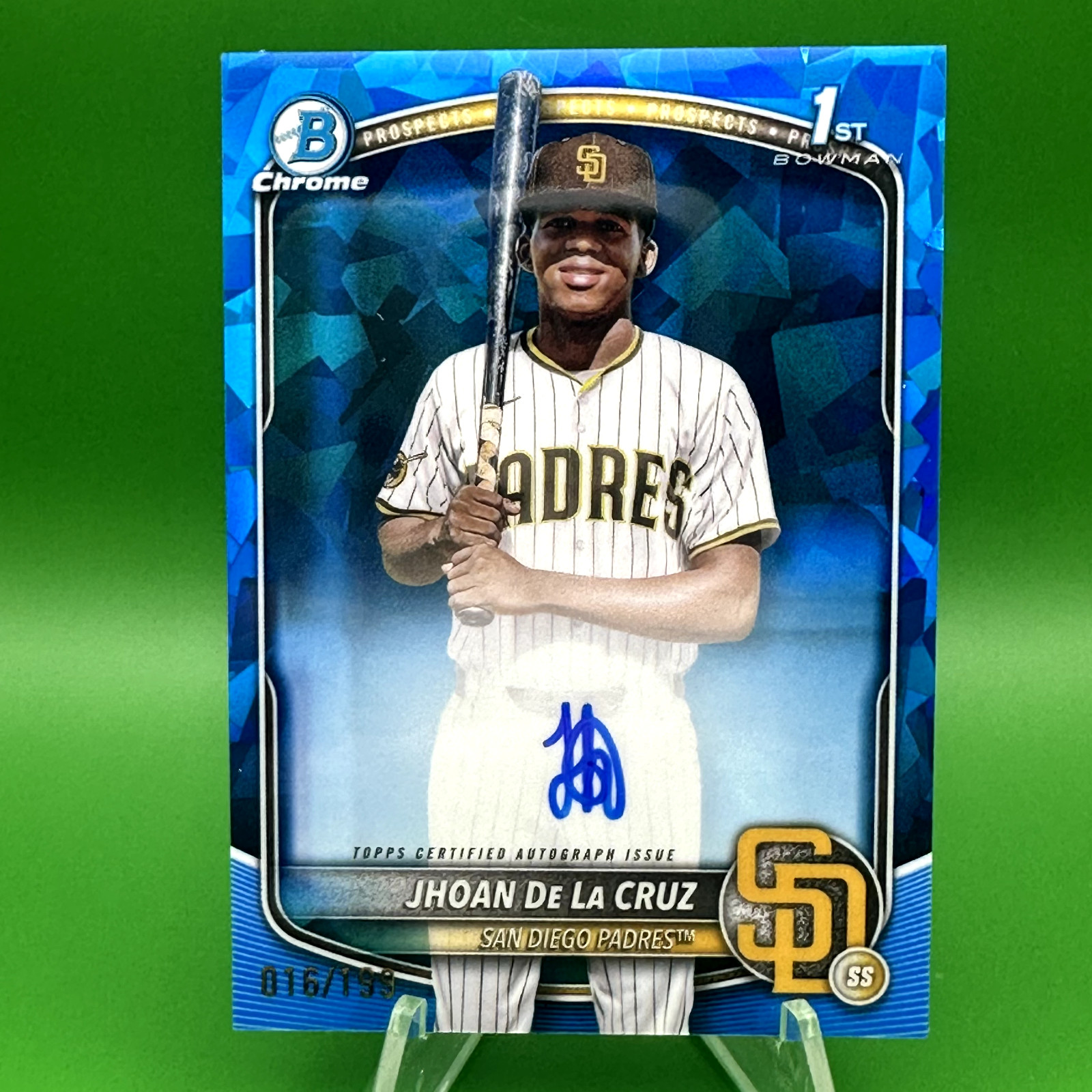 2025 Bowman Chrome Sapphire 1st Auto Jhoan De La Cruz Padres /199