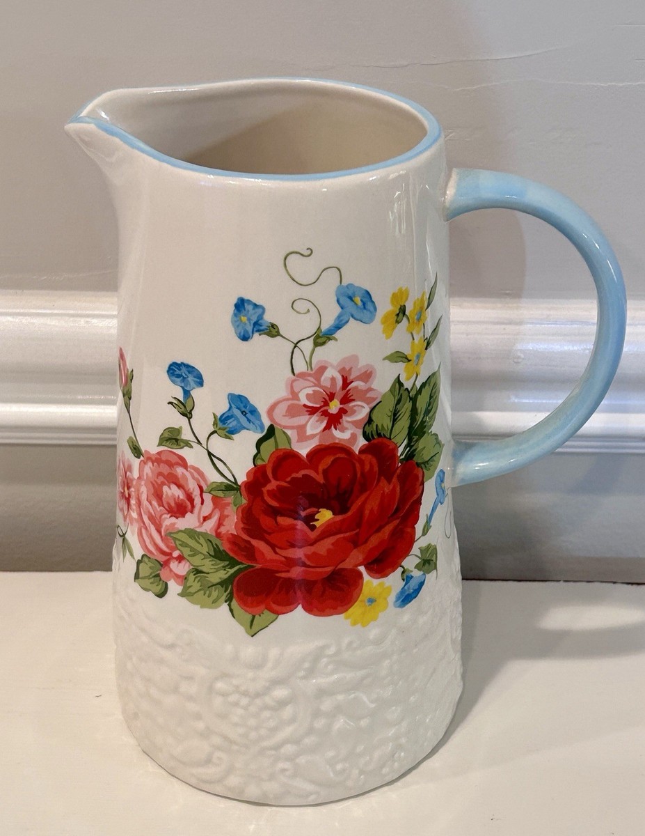 アスティエ　Rose スモールピッチャー　花瓶 Pioneer Woman Sweet Rose Floral 2.1 Quart Pitcher Stoneware | eBay