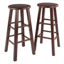 Winsome Element 29" Transitional Solid Wood Bar Stool in Walnut (Set of 2)