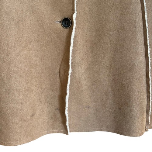 Villarreal tan camel faux suede y2k button trench coat SIZE M - Picture 3 of 5