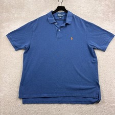 Polo Ralph Lauren Shirt Mens Size 2XB Big Blue Short Sleeve Polo Cotton Pique