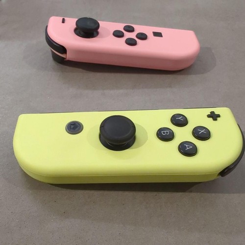 Juego de mandos Joy-Con oficiales Nintendo Switch rosa pastel y amarillo probado - Imagen 4 de 6