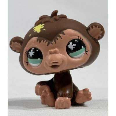 Littlest Pet Shop LPS 663 Brown Messiest Monkey Chimp Green Eyes Hasbro 2006