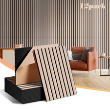 16" x 12" Acoustic Panels 12 Pack, Self-Adhesive 3D Wall Tiles Camel