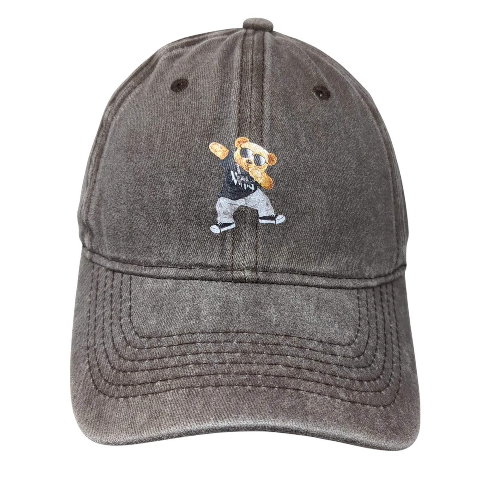 Cool Bear Slideback Hat Brown One Size Adjustable Solid Vent Holes