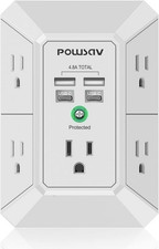 5-Outlet Power Strip with 4 USB Ports - Surge Protector for Home, Office, School