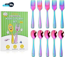 10 Pack Toddler Utensils Stainless Steel Rainbow Silverware Set for Kids