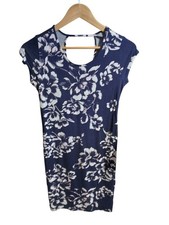 Dorothy Perkins Navy Floral Bodycon Dress Cut Out Back Cap Sleeve Short Sz 10