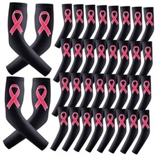 18 Pairs Breast Cancer Awareness Sleeves Pink Ribbon Arm Sleeves Small Black