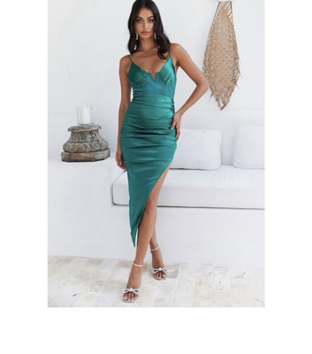 selfie leslie formal dresses High Roller Flower Decoration Halter Dress Olive main image 0