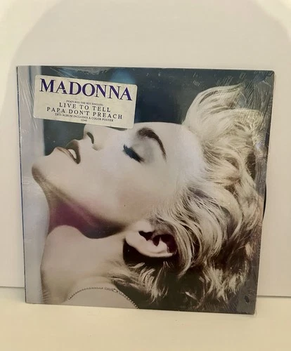 Vintage Madonna Vinyl Album True Blue 1986 LP In Shrink 1-25442 Hype Sticker
