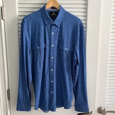 Buttercloth Button-up Men's Shirt Icy Cotton Long Sleeve X L Reg. Chambray Blue