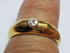 bague taille 49 anneau jonc plaqué or cristal diamant rare bijou vintage 2613