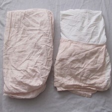 Restoration Hardware RH Baby Child Organic Linen Pink Crib Fitted Sheet Skirt
