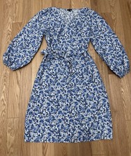 Ann Taylor Factory Blue White Dress Floral Flowers Medium