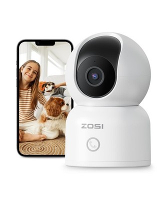 ZOSI C518 2K 3MP Indoor Überwachungskamera - 360° Schwenk/Neige Baby WiFi Cam, Weiß 